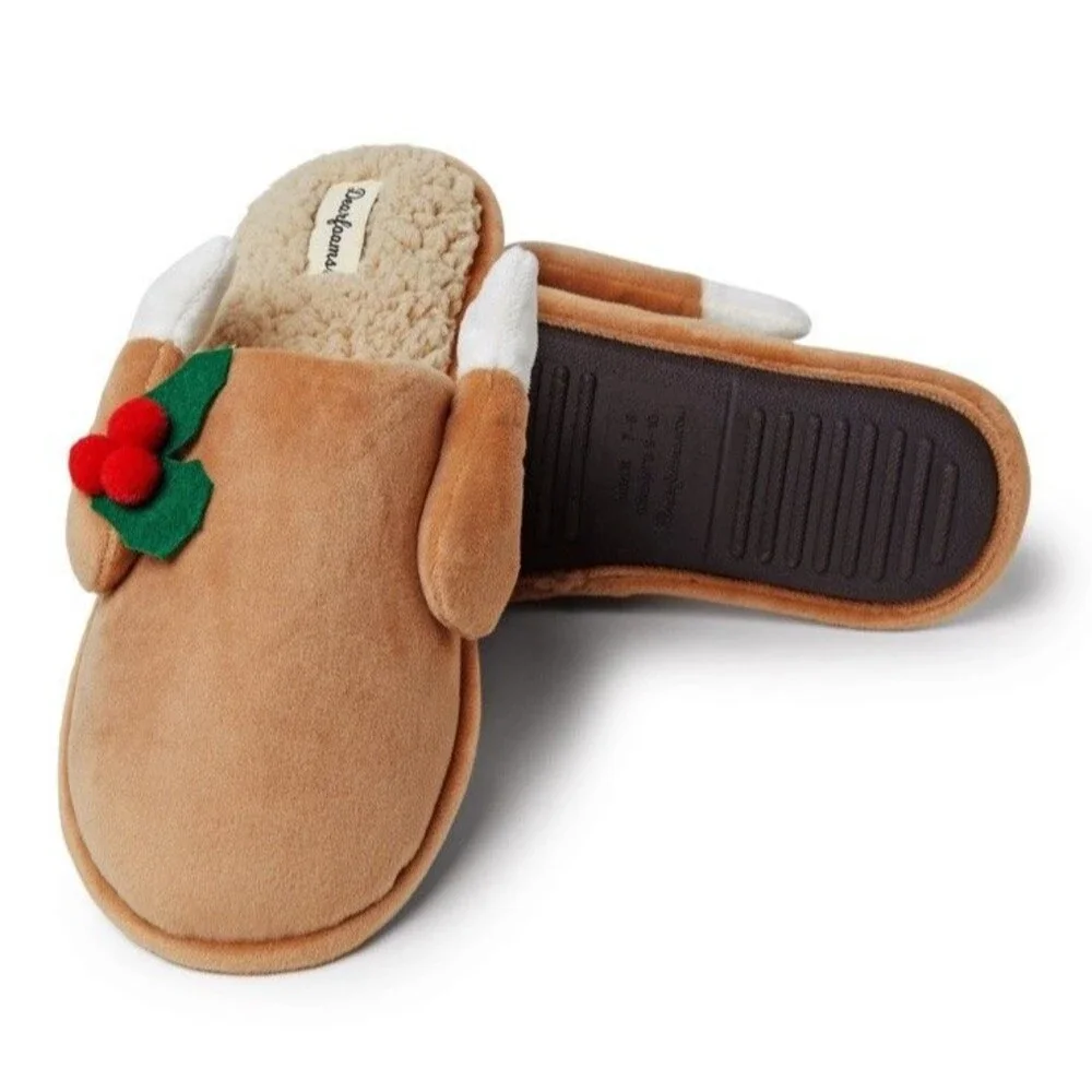 Dearfoams Men's Size M 9-10 Turkey Scuff Slippers Holiday Thanksgiving Winter
